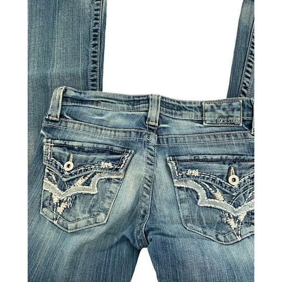 Big Star Jeans Womens Size 26S Bootcut Stretch Med Wash Whiskers Denim Blue - Picture 7 of 12
